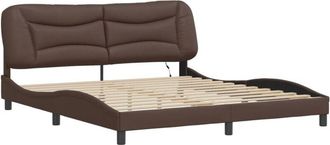 vidaXL Vidaxl - Bed Frame with led without Mattress Hvar Brown 180x200 cm Super King