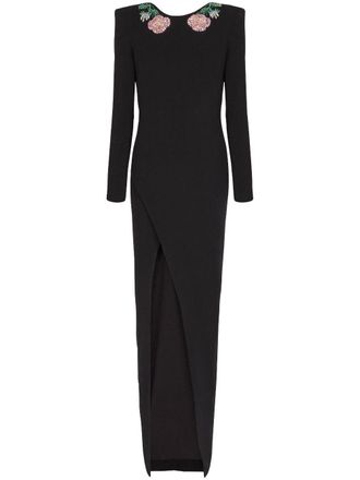 Balmain Abito da sera con paillettes - Nero