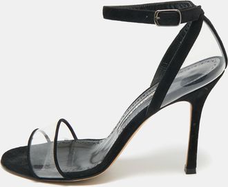 Manolo Blahnik Transparent Pvc And Suede Ankle Strap Sandals
