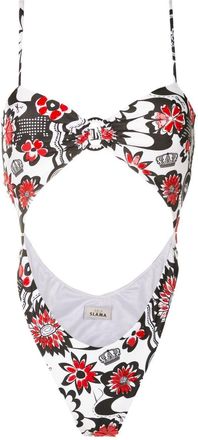 Amir Slama floral-print cut-out swimsuit - women - Polyamide/Elastane - G - Multicolour