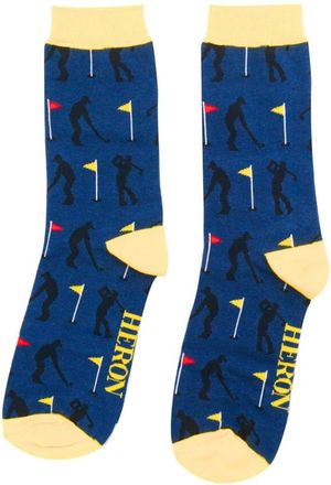 Generic Mens Golf Design Socks One Size 7-11 Bamboo Blend Crew Mid Calf Golfers Golfing Gift Blue