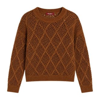 Max Mara Ellade Ronde Hals Trui - Dames - Ronde hals truien - Bruin - M - Wol - Truien & Vesten