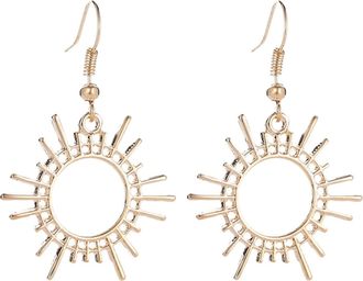 Generic Sun Gold Silver Earring Gear Drop Earrings Hook Dangle For Women Girls Earnings for Womens (Gold, One Size)
