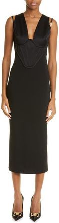 Versace Corset Dress in Nero at Nordstrom, Size 4 Us