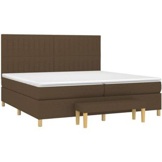 vidaXL Vidaxl - Cama Box Spring Con Colch&oacute;n Tela Marr&oacute;n Oscuro 200x200 Cm