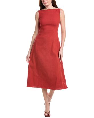 Theory Sleeveless Boatneck Linen-Blend Dress