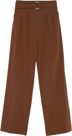 Patrizia Pepe buckle pleated trousers - Brown