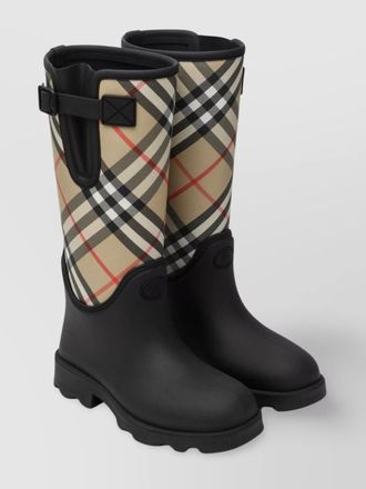 Burberry tall check pattern knee-high rubber boots