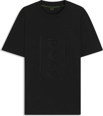BOSS Relaxed-fit T-shirt with tennis-inspired mesh-print logo