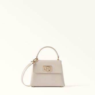 Furla 1927 Top Handle Mini Panna White Textured Leather Woman
