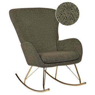 Beliani Beliani - Silla Mecedora De Boucl&eacute; Verde Oscuro Dorado Poli&eacute;ster Patas De Metal Anaset