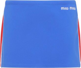 Miu Miu Rokken, Dames, Blauw, M, Technische Minirok van Garen