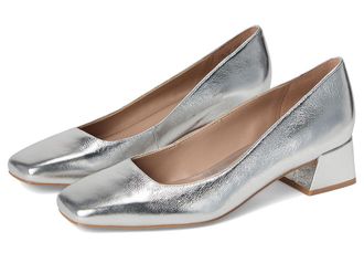 Naturalizer Jayla Pump High Womens Heels Silver Leather : 8.5 W (C), Leather/Rubber