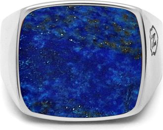 Nialaya Silver Signet Ring in Silver /Blue Lapis at Nordstrom, Size 13