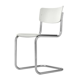 Thonet S 43 Freischwinger, Chrom / weiss lasiert TP 200