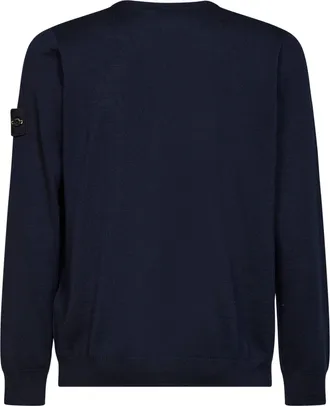 Stone Island Mens Crewneck Sweater Navy Virgin Wool Blue