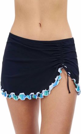 Gottex Womens Solid With Tricolore Side Slit Skirted Bottom In Black With Tricolore
