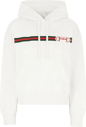 Gucci Cotton Jersey Sweatshirt met Print - Dames - Hoodies - Wit - M - Katoen - Hoodies & sweatvesten