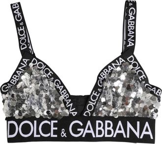Dolce & Gabbana Bh Sequined Triangle Soft Cup - Dames - BHs - Grijs - S - Nylon - Ondergoed