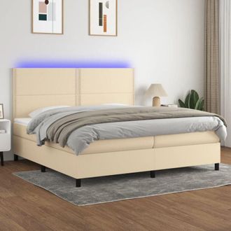 vidaXL Vidaxl - Cama Box Spring Colch&oacute;n Y Luces Led Tela Crema 200x200 Cm