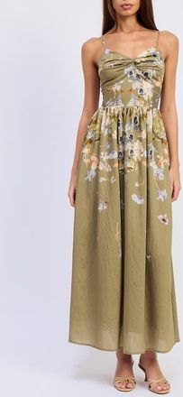 En Saison Yvette Floral Maxi Dress in Olive Blue Floral at Nordstrom, Size X-Large