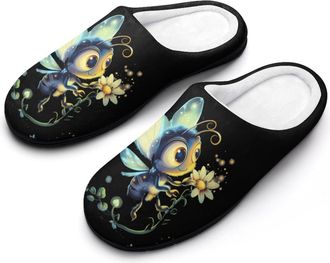 Generic Funny Firefly Bugs Insects Womens Slippers Winter Warm House Shoes Indoor Outdoor Hotel Slipper