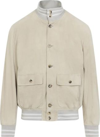 Ralph Lauren Purple Label Bomberjack - Heren - Bomber jackets - Beige - M - Su&egrave;de - Jassen