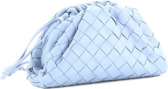Bottega Veneta The Pouch Intrecciato Nappa Mini crossbodytas - Blauw