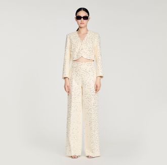 Sandro Sequin straight-leg cotton trousers