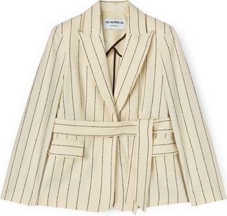 Motivi Pinstripe Blazer The Tailoring Lab - Dames - Blazers - Beige - S - Katoen - Jassen