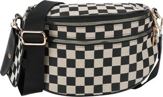 Generic Women Casual Shoulder Bag Checkered Crossbody Commute Bag with Small Bag (Black)