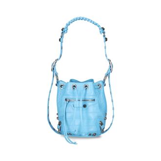 Balenciaga Light-blue Leather Le Cagole Xs Bucket Bag