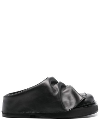 The Attico Black Leather Sandals