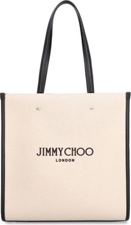 Jimmy Choo London Logo Tote Tas met Leren Detail - Dames - Shoppers - Beige - ONE Size - Tassen
