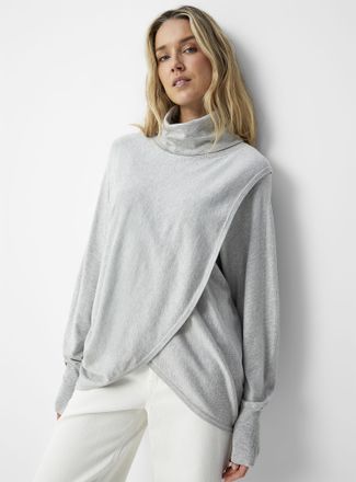 Contemporaine Womens Draped Tunic Top sweater