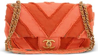 Chanel Borsa a spalla Chevron Patchwork Flap 2017 - Arancione