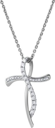 LuvMyJewelry Elarith 0.15 Cts Natural Diamond Cross 14K Gold Pendant in 14K White Gold at Nordstrom