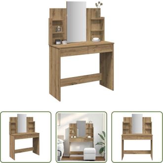 vidaXL vidaXL Specchio per trucco - Toeletta con Specchio Rovere Artigianale 96x39x142 cm