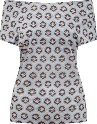 Etro Blue Printed Off Shoulder Top