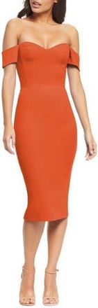 Dress The Population Bailey Off the Shoulder Body-Con Dress in Poppy at Nordstrom Rack, Size Xx-Small