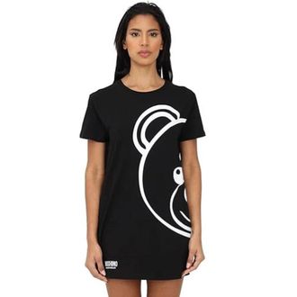 Moschino Kleedjes, Dames, Zwart, S, Katoen, Teddybeer Katoen Jersey Maxi T-Shirt