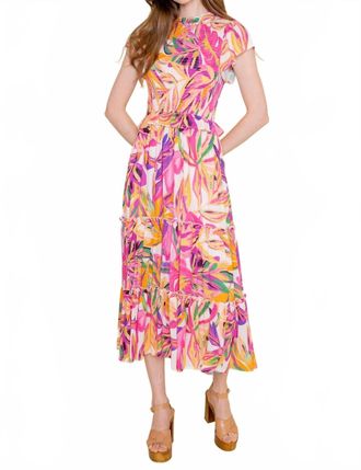FORE COLLECTION Floral Smocked Dress In Birds Of Paradise
