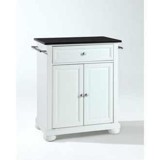 Crosley Furniture Alexandria Granite Top Portable Kitchen Island/Cart White/Black