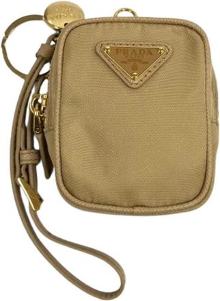 Prada Pre-owned Pouch - Dames - Vintage Mini Tas - Beige - ONE Size - Nylon - Vintage