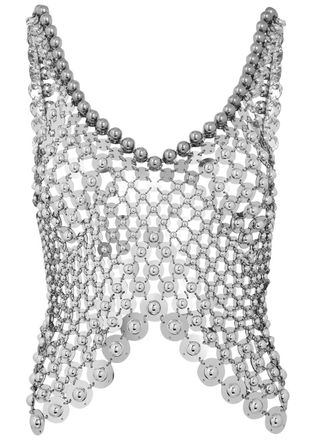 Paco Rabanne Disc Link Metal Cropped top - Silver - 38 (UK10 / S)