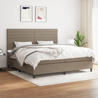 vidaXL Vidaxl - Cama Box Spring Con Colch&oacute;n Tela Gris Taupe 200x200 Cm