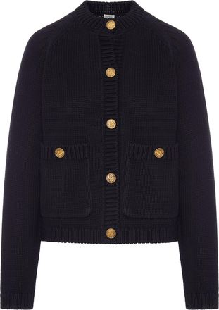 Toteme BLACK COTTON CARDIGAN WITH HAMMERED-EFFECT BUTTONS - Toteme - Woman