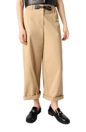 Maje Wide-leg cotton pants in Beige Light at Nordstrom, Size 40 Eu