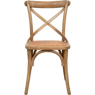 Biscottini International Kitchen chair 47x86x52 cm Dining room chair Wooden and rattan chair Modern restaurant chairs Thonet chair Cross Vintage chairs