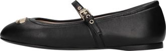 Moschino Ballerina met Letterlogo - Dames - Ballerinas - Zwart - 40 EU - Leer - Schoenen